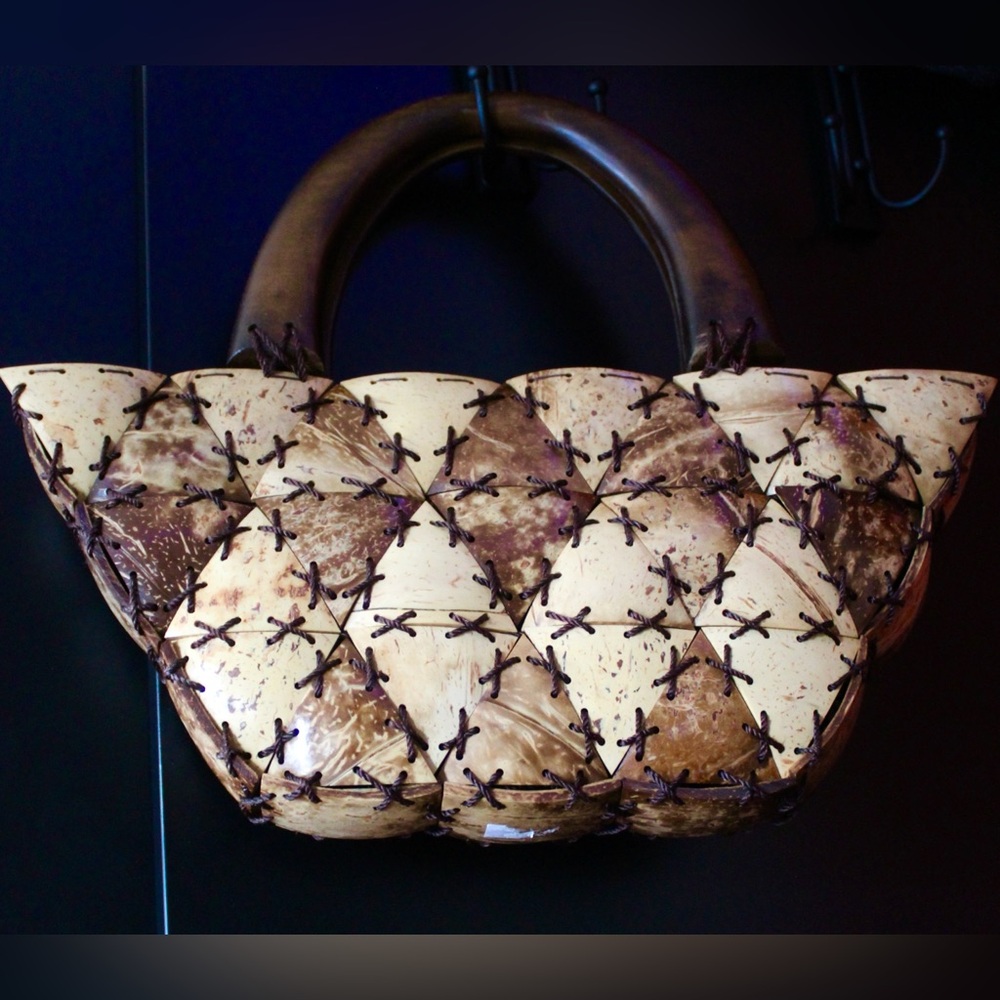 All Wooden Brown and Tan Bag